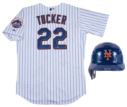 Lot of (2) 2006 Michael Tucker NLCS Game 7 Used New York Mets Home Jersey & Batting Helmet Used on 10/19/2006 (MLB Authenticated & Mets-Steiner)